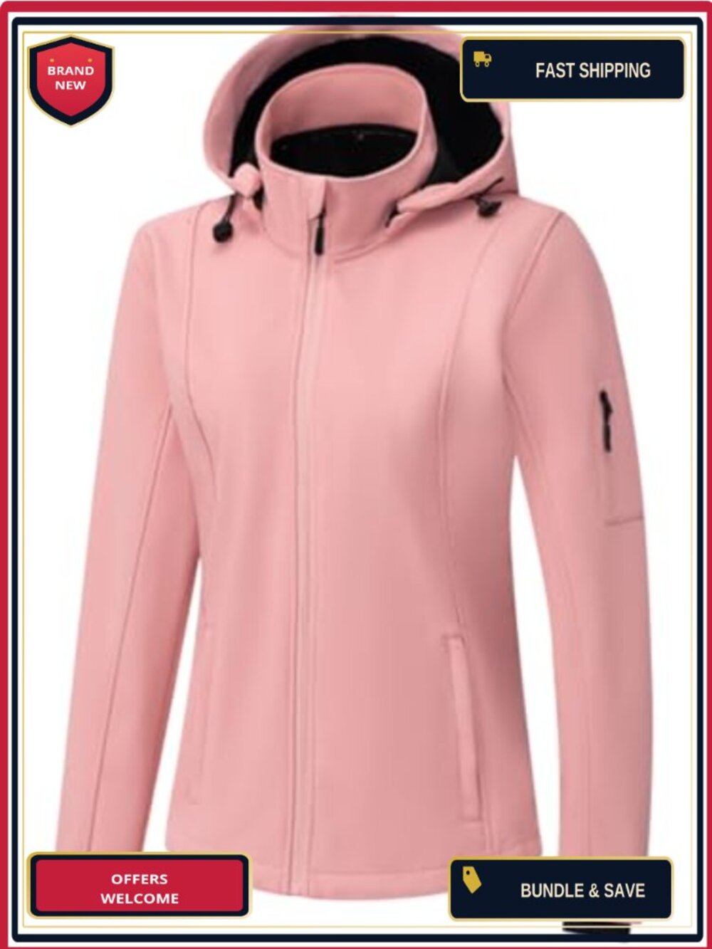 Women's Fleece Lined Softshell Jacket Waterproof Hooded Outdoor Hiking